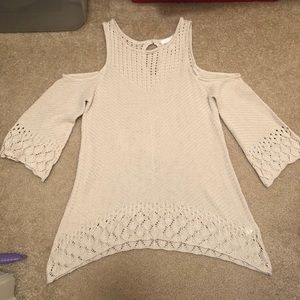 LC Lauren Conrad Beige Cold Shoulder Sweater